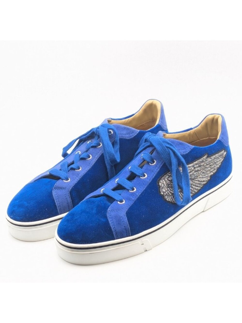 Hermes Wing Velvet Low-Top Sneakers Blue Shoes